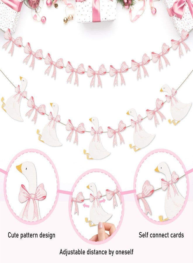 Aufee 2Pcs Silly Goose Birthday Banner, Pink Bows Geese Themed Birthday Party Decorations, Funny Goose Style Gifts for Girls, Baby Shower, Indoor & Outdoor Decor, Animal-Theme Party - Image 3